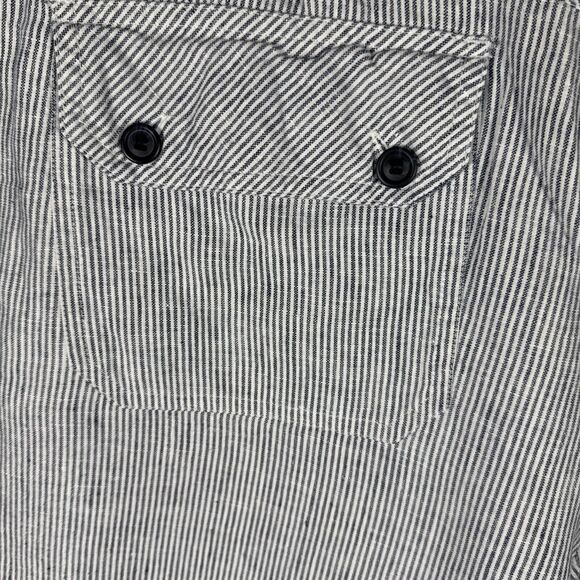 Chicos Women's Wide Leg Blue White Stripe 100% Linen 4 Pockets Sz 2.5 L Beach - Picture 5 of 6